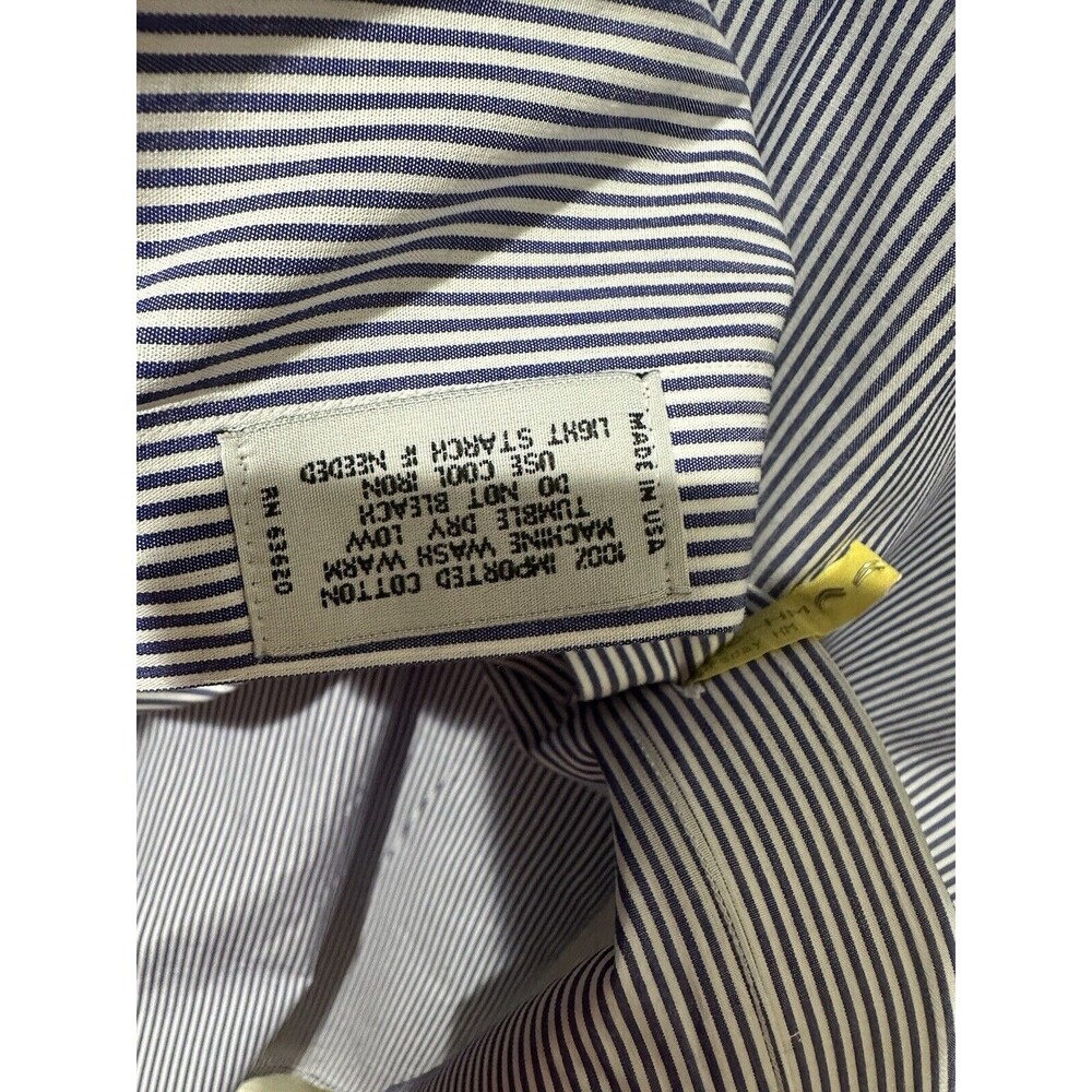 Burberry London Men's 18-38 Blue Stripe Cotton Long Sleeve Button Down Shirt - Picture 13 of 16